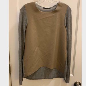 Sweater with leather front